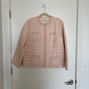 Chico’s Pink Beaded Quilted Jacket - size 3 (L)